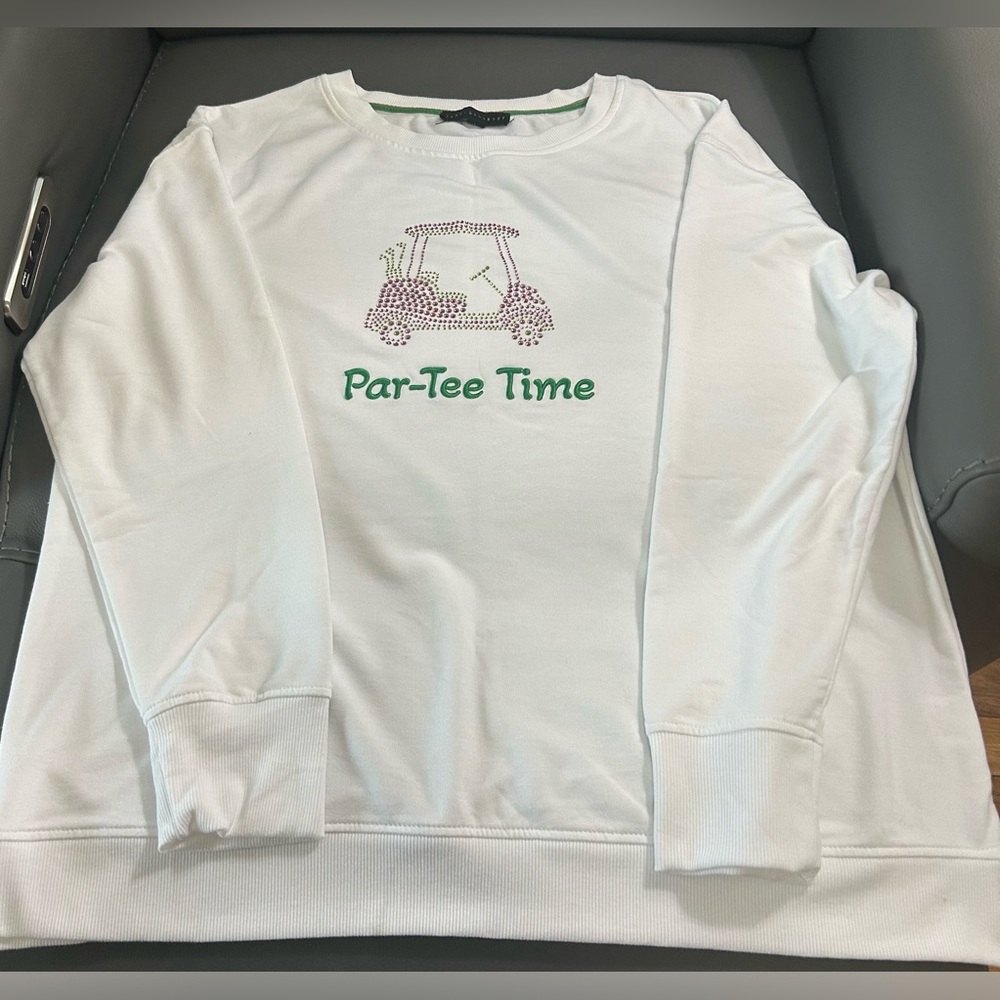 Jane & Delancey Par-Tee Time Rhinestone Long Sleeve Shirt large Golf Cart